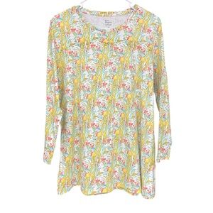 NWT Kim Rogers Giraffe Print Perfectly Soft Cotton Top